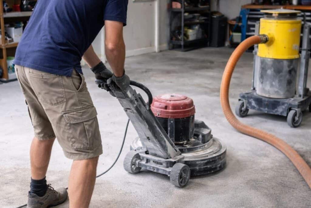 Preparing for garage floor epoxy coating in Subiaco Home - Perth Epoxy Group
